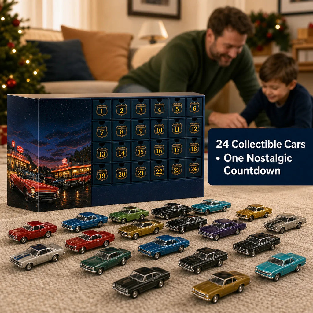 Motrella | Car Advent Calendar with 24 Miniature Classic American-Style Cars