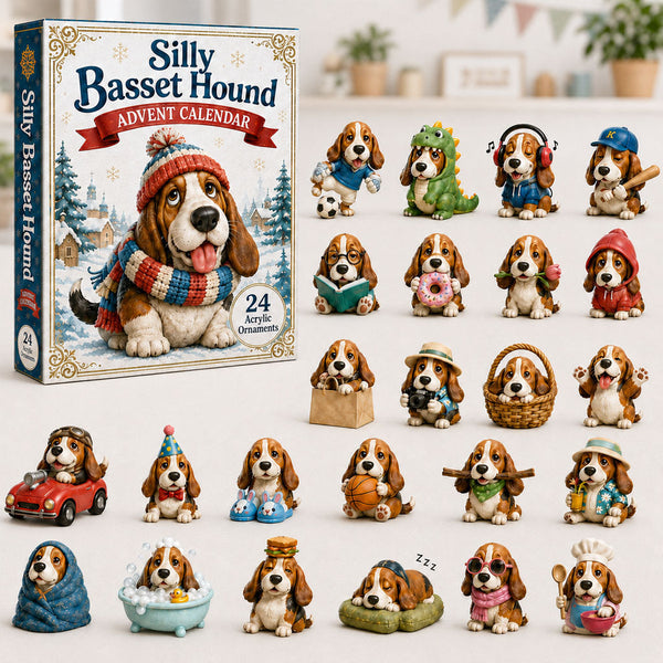 Basset Hound Ornament Advent Calendar with 24 Acrylic Pendants 2026
