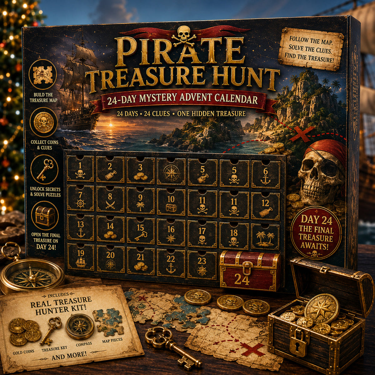 Mystery Puzzle Advent Calendar with 24 Daily Clues and Tasks, 6 Stories 2026
