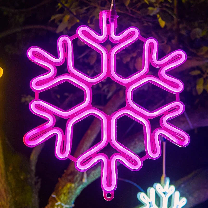 LED Snowflake Hanging Lights – Warm White Outdoor Christmas Lighting for Balcony, Garden & Patio, Decorative Winter Look