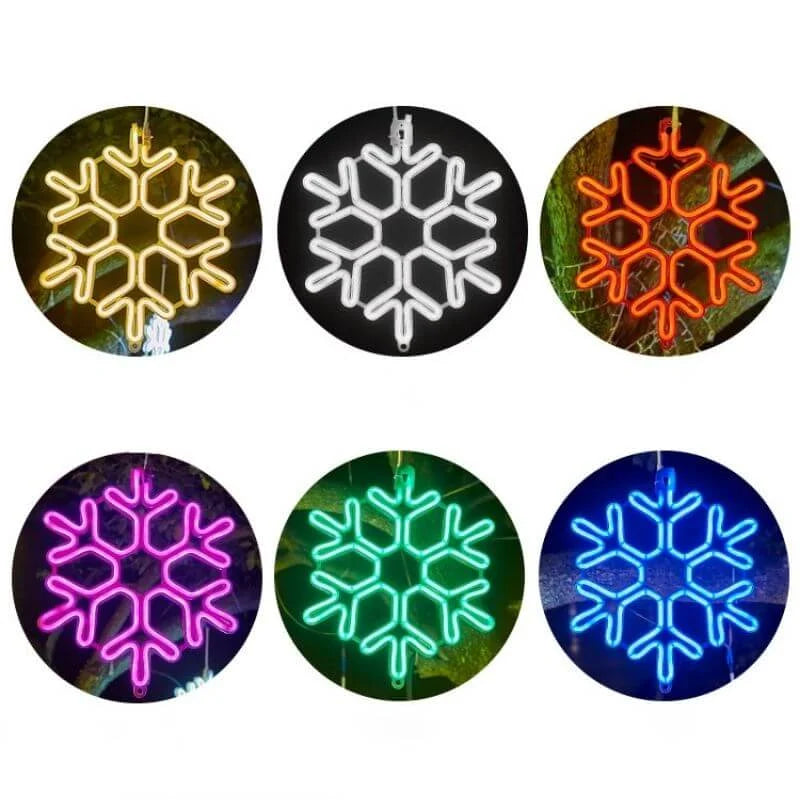 LED Snowflake Hanging Lights – Warm White Outdoor Christmas Lighting for Balcony, Garden & Patio, Decorative Winter Look