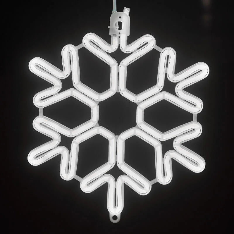 LED Snowflake Hanging Lights – Warm White Outdoor Christmas Lighting for Balcony, Garden & Patio, Decorative Winter Look