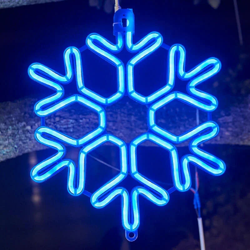 LED Snowflake Hanging Lights – Warm White Outdoor Christmas Lighting for Balcony, Garden & Patio, Decorative Winter Look
