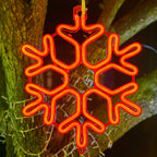 LED Snowflake Hanging Lights – Warm White Outdoor Christmas Lighting for Balcony, Garden & Patio, Decorative Winter Look