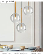 Gold Glass Globe Pendant Light – Minimalist Modern Ceiling Lighting for Living Room & Dining Room