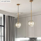 Gold Glass Globe Pendant Light – Minimalist Modern Ceiling Lighting for Living Room & Dining Room