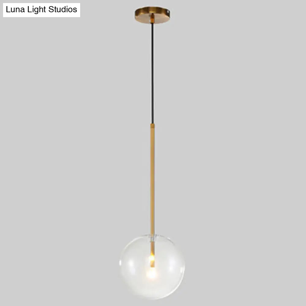 Gold Glass Globe Pendant Light – Minimalist Modern Ceiling Lighting for Living Room & Dining Room
