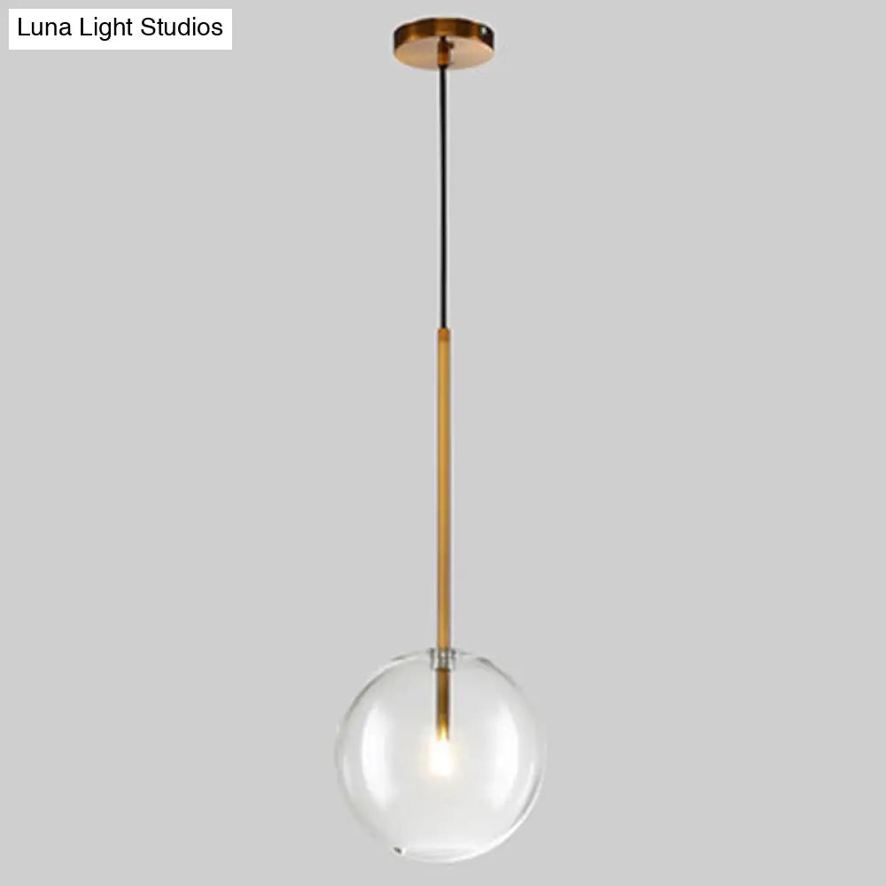 Gold Glass Globe Pendant Light – Minimalist Modern Ceiling Lighting for Living Room & Dining Room
