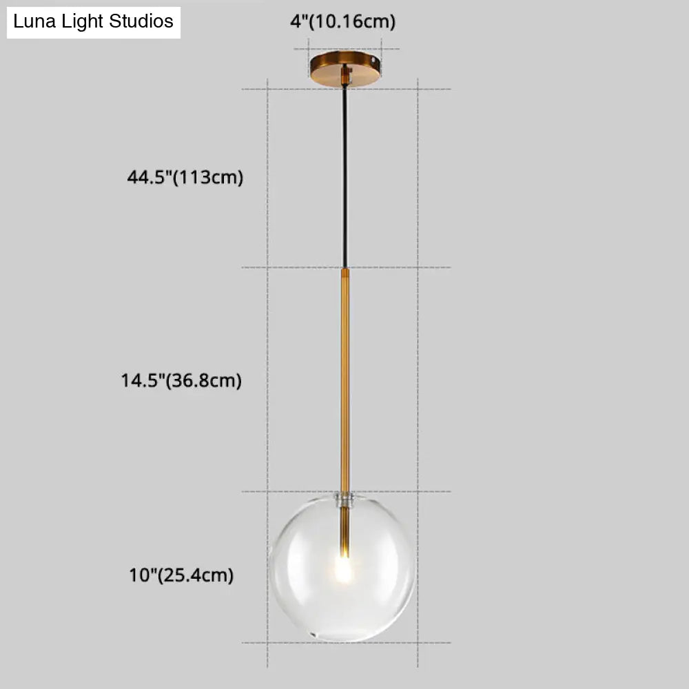 Gold Glass Globe Pendant Light – Minimalist Modern Ceiling Lighting for Living Room & Dining Room