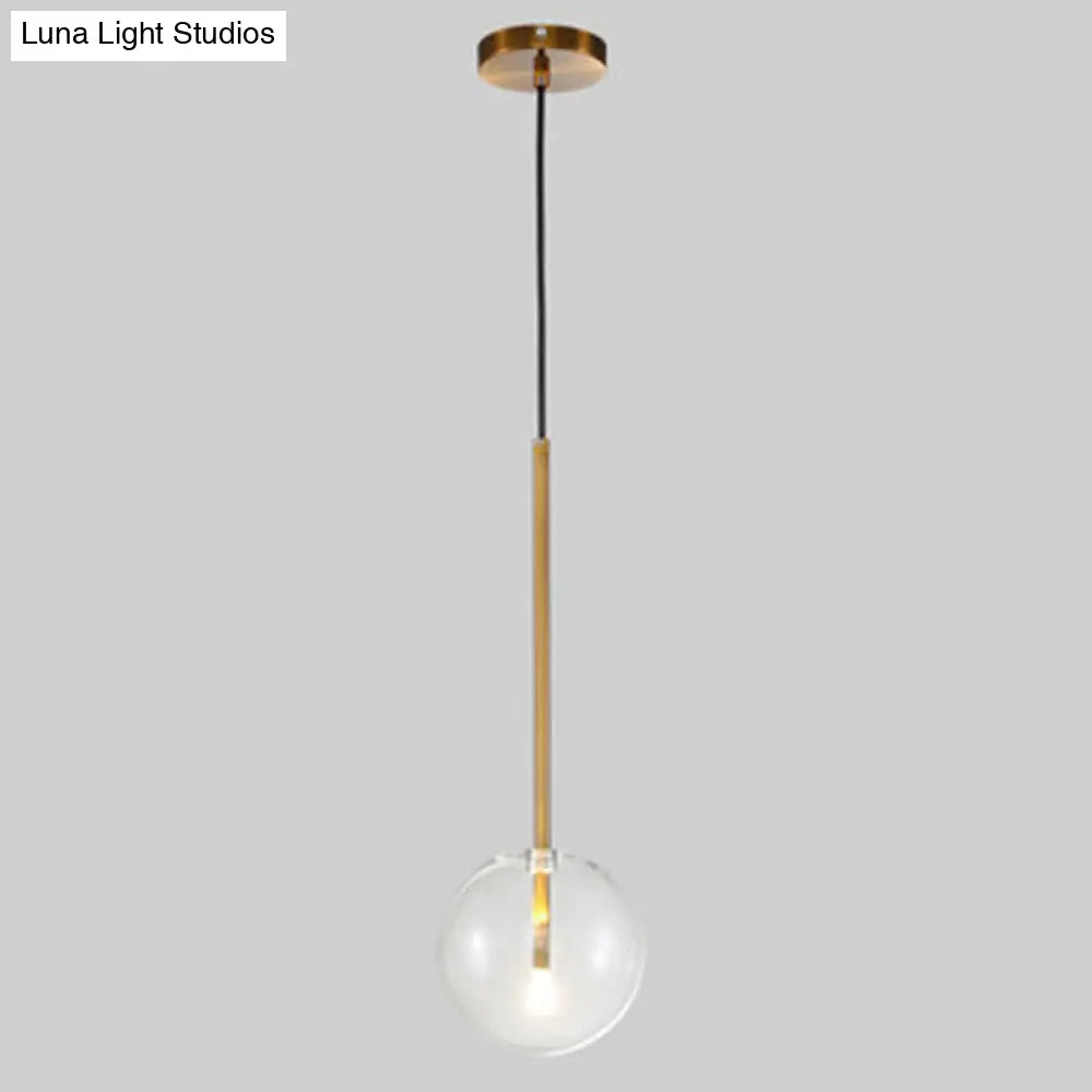 Gold Glass Globe Pendant Light – Minimalist Modern Ceiling Lighting for Living Room & Dining Room