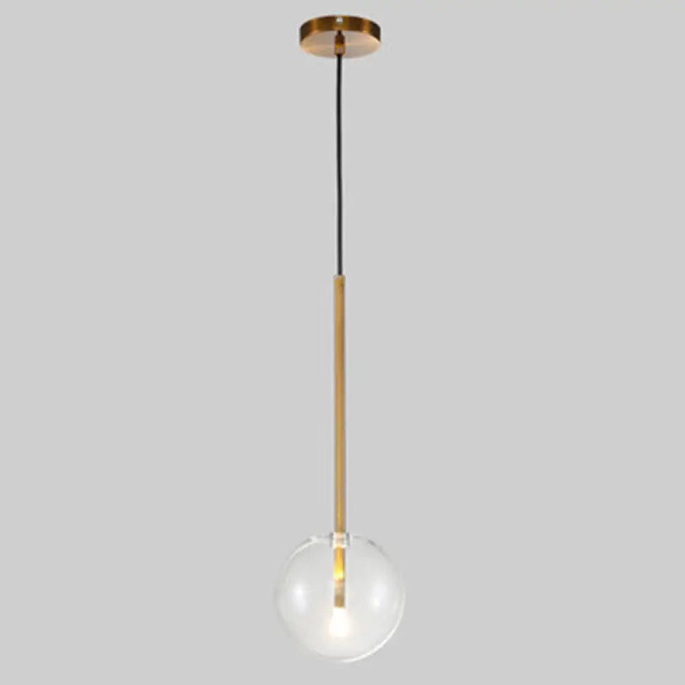 Gold Glass Globe Pendant Light – Minimalist Modern Ceiling Lighting for Living Room & Dining Room