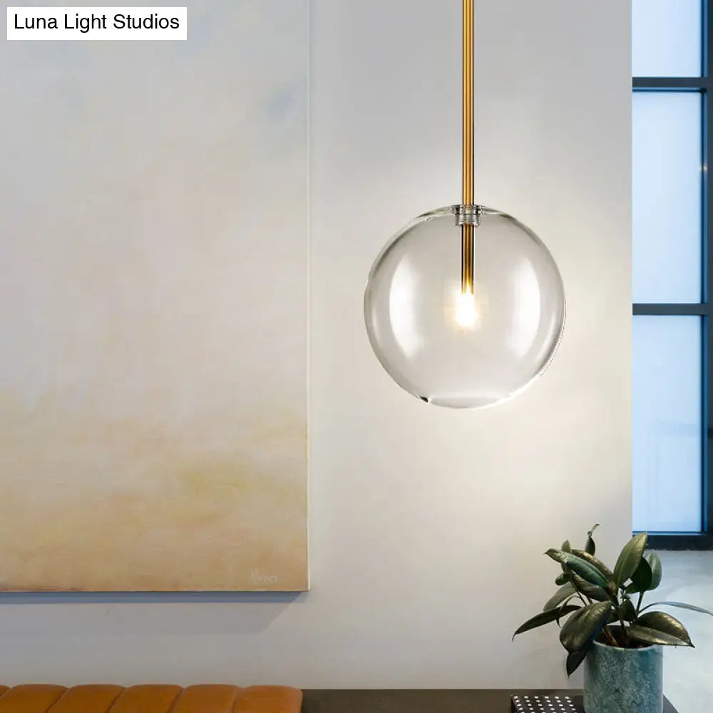 Gold Glass Globe Pendant Light – Minimalist Modern Ceiling Lighting for Living Room & Dining Room