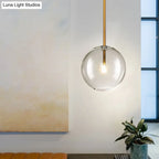 Gold Glass Globe Pendant Light – Minimalist Modern Ceiling Lighting for Living Room & Dining Room