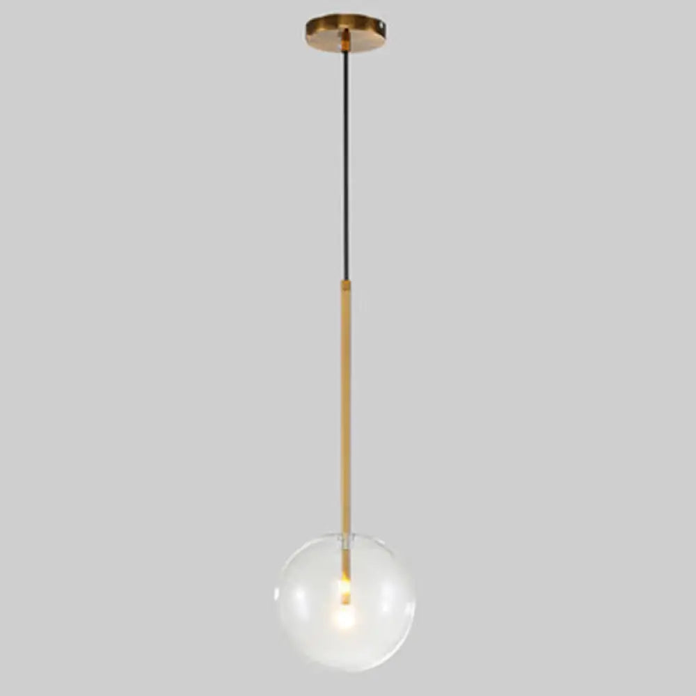 Gold Glass Globe Pendant Light – Minimalist Modern Ceiling Lighting for Living Room & Dining Room