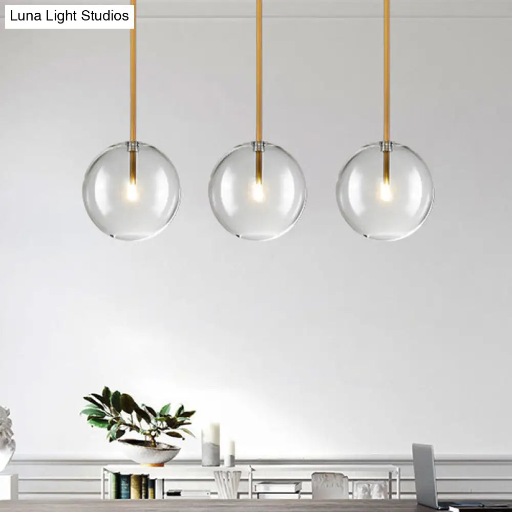 Gold Glass Globe Pendant Light – Minimalist Modern Ceiling Lighting for Living Room & Dining Room