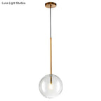 Gold Glass Globe Pendant Light – Minimalist Modern Ceiling Lighting for Living Room & Dining Room
