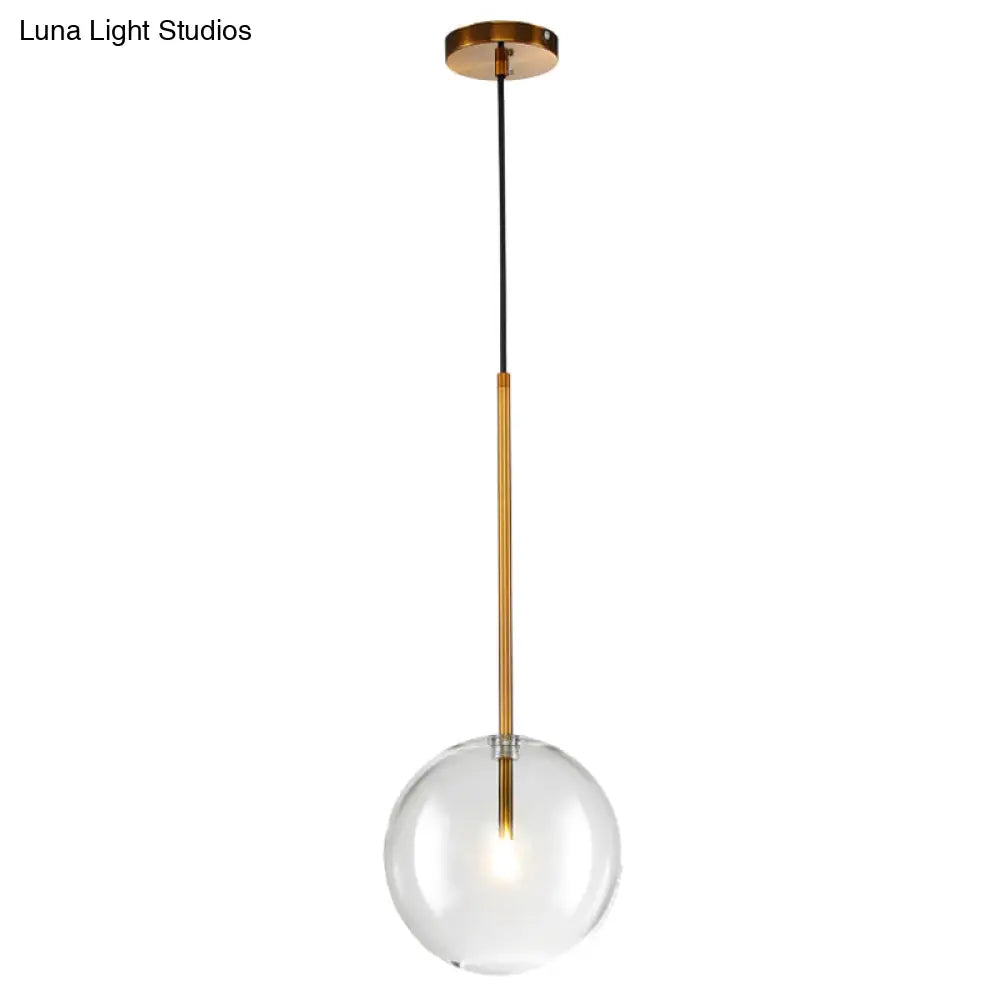 Gold Glass Globe Pendant Light – Minimalist Modern Ceiling Lighting for Living Room & Dining Room