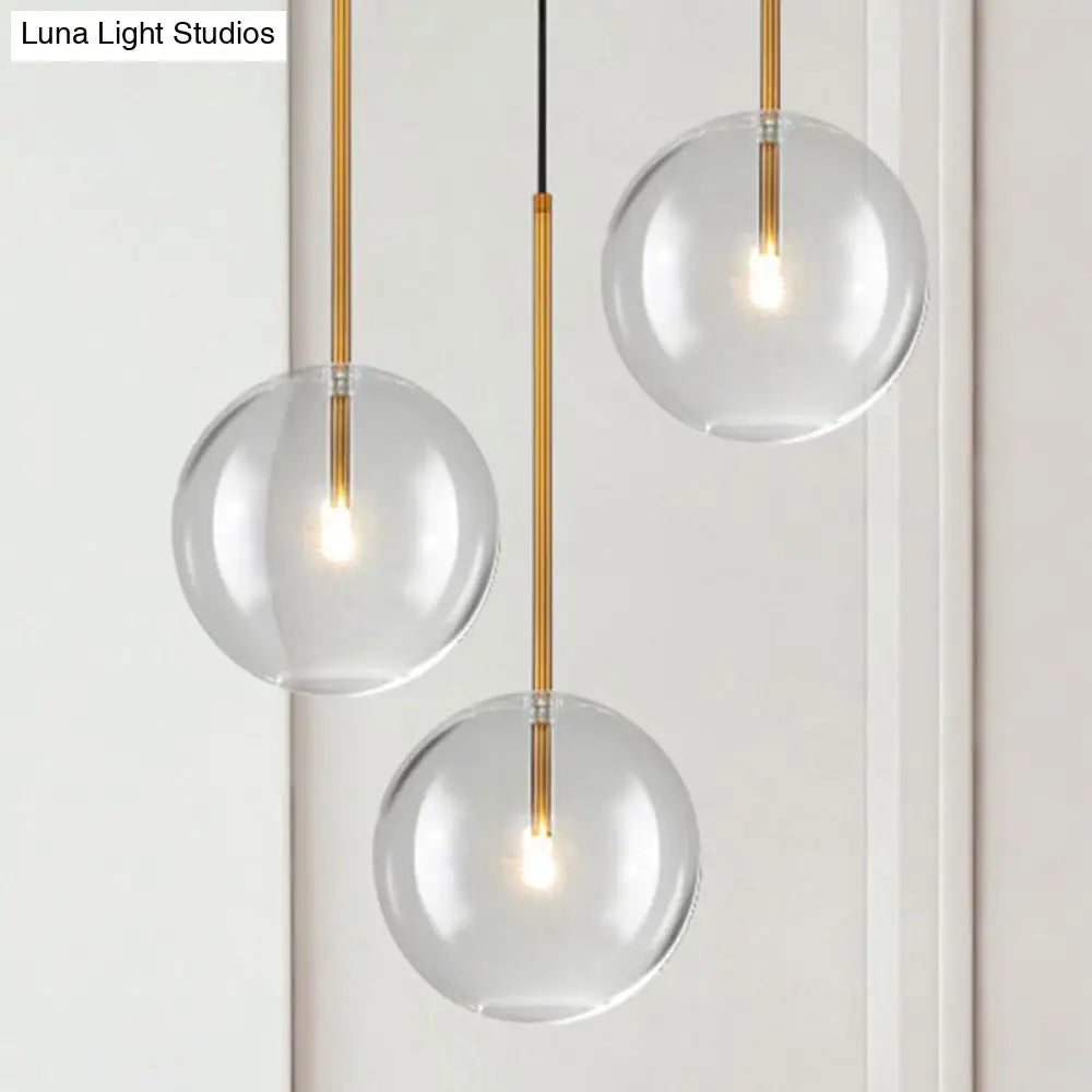 Gold Glass Globe Pendant Light – Minimalist Modern Ceiling Lighting for Living Room & Dining Room