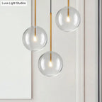 Gold Glass Globe Pendant Light – Minimalist Modern Ceiling Lighting for Living Room & Dining Room