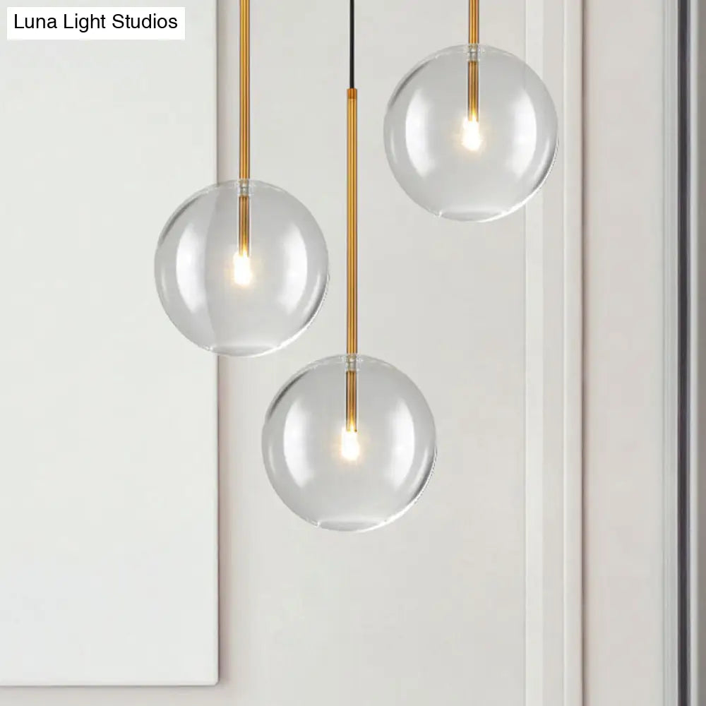 Gold Glass Globe Pendant Light – Minimalist Modern Ceiling Lighting for Living Room & Dining Room