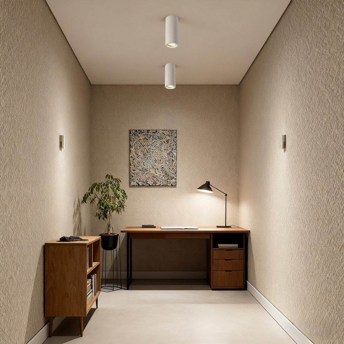 Concrete Surface-Mounted Spotlight – Grey GU10 LED Ceiling Light, Industrial Minimalist for Living Room, Bedroom & Kitchen