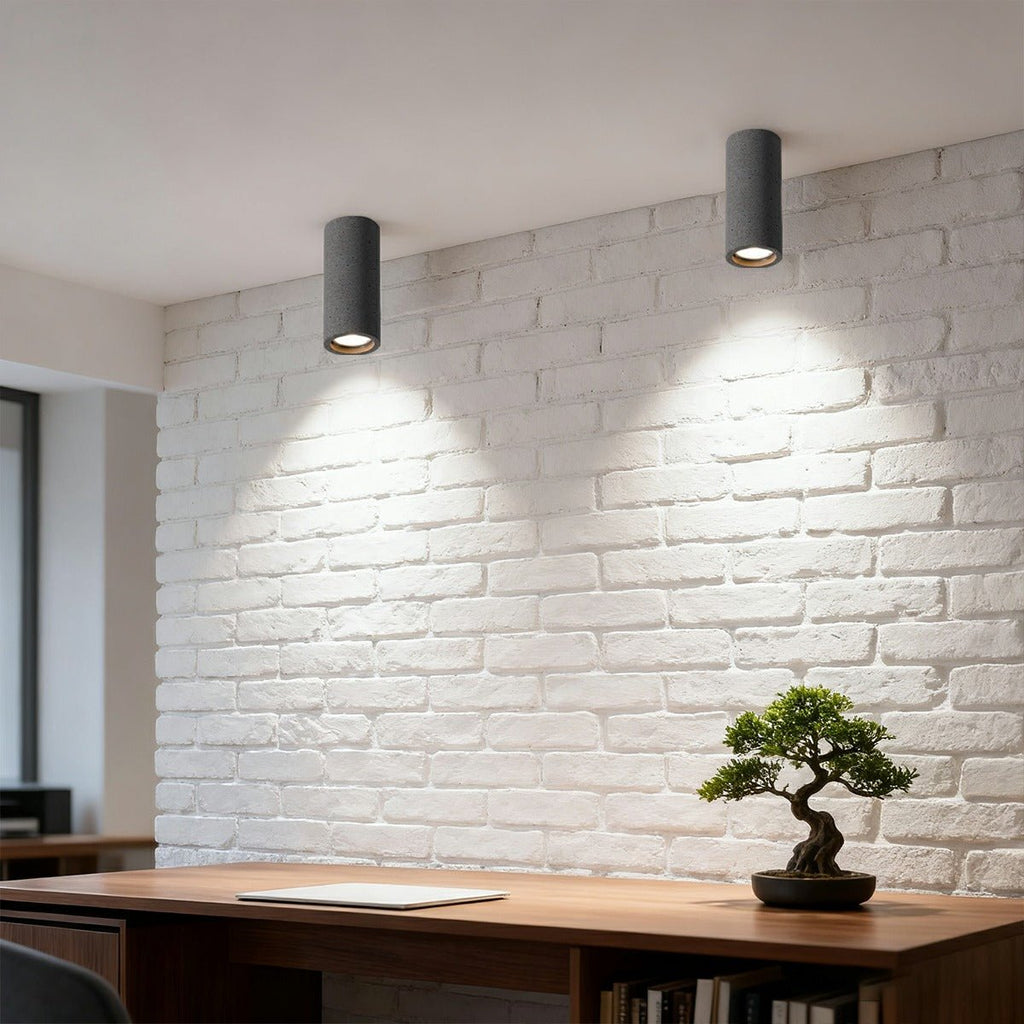 Concrete Surface-Mounted Spotlight – Grey GU10 LED Ceiling Light, Industrial Minimalist for Living Room, Bedroom & Kitchen