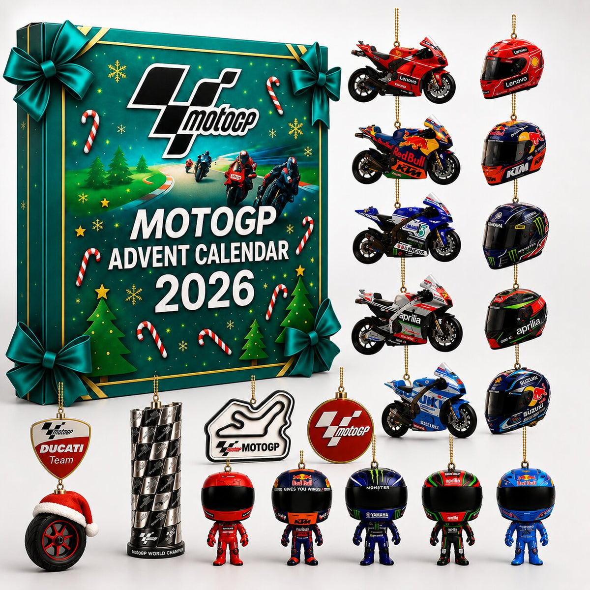 Motorbike Advent Calendar with 24 Mini Racing Bikes, Helmets and Accessories 2026