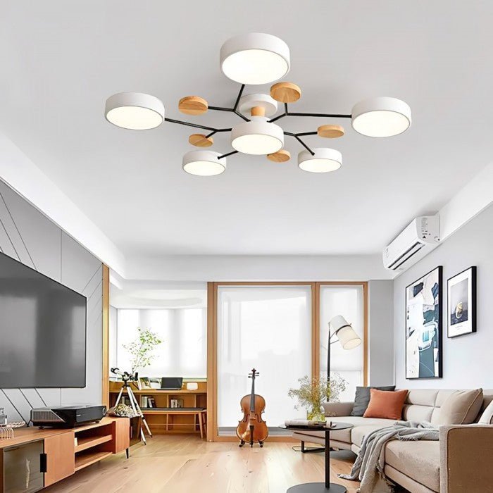 Modern Ceiling Light with Wooden Details – LED Design Lamp for Living Room & Bedroom