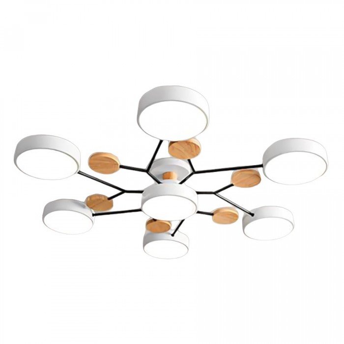 Modern Ceiling Light with Wooden Details – LED Design Lamp for Living Room & Bedroom