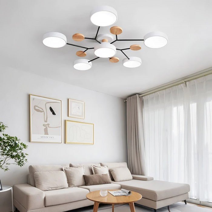 Modern Ceiling Light with Wooden Details – LED Design Lamp for Living Room & Bedroom