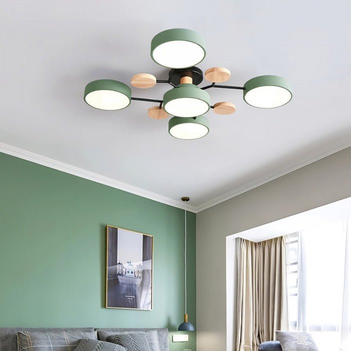 Modern Ceiling Light with Wooden Details – LED Design Lamp for Living Room & Bedroom
