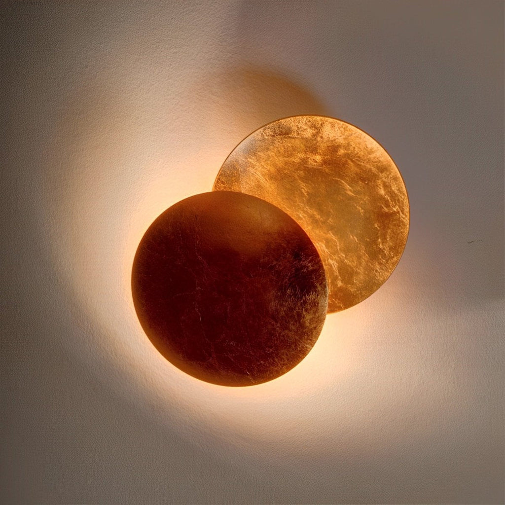 Eclipse Wall Light in Iron & Copper Gold – Artistic Decorative Moon Lamp for Living Room, Bedroom & Hallway