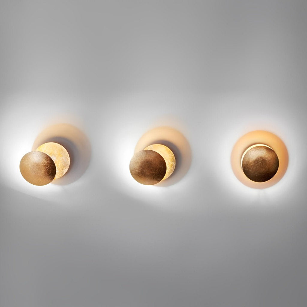 Eclipse Wall Light in Iron & Copper Gold – Artistic Decorative Moon Lamp for Living Room, Bedroom & Hallway