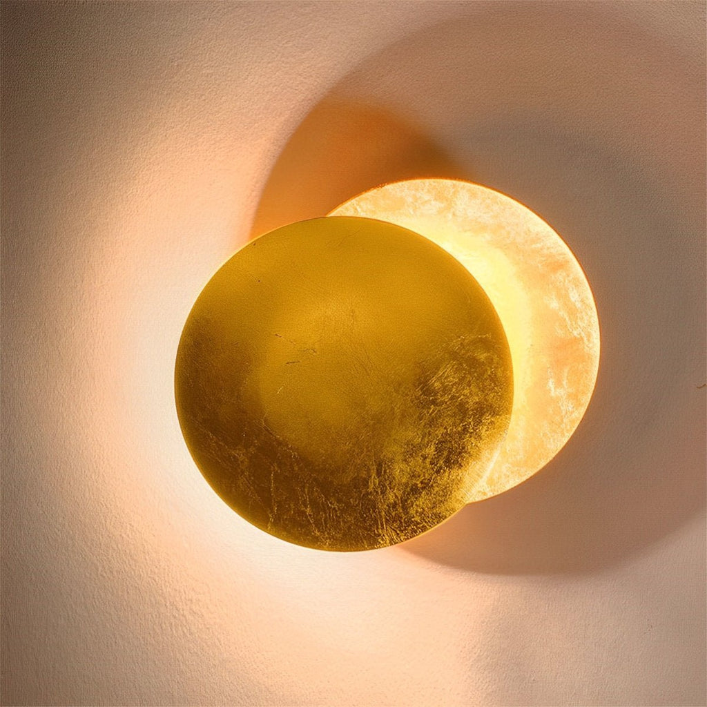 Eclipse Wall Light in Iron & Copper Gold – Artistic Decorative Moon Lamp for Living Room, Bedroom & Hallway