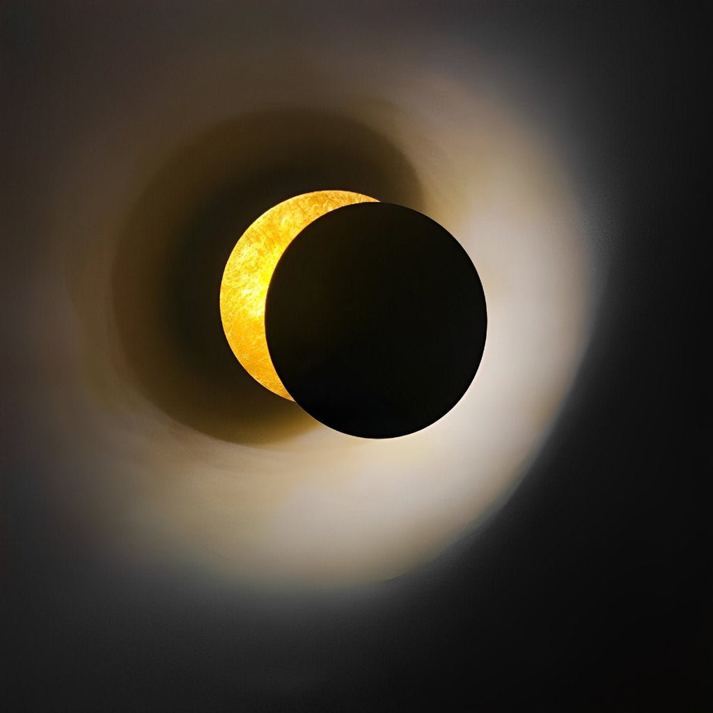 Eclipse Wall Light in Iron & Copper Gold – Artistic Decorative Moon Lamp for Living Room, Bedroom & Hallway
