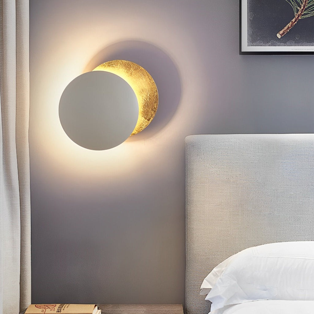 Eclipse Wall Light in Iron & Copper Gold – Artistic Decorative Moon Lamp for Living Room, Bedroom & Hallway