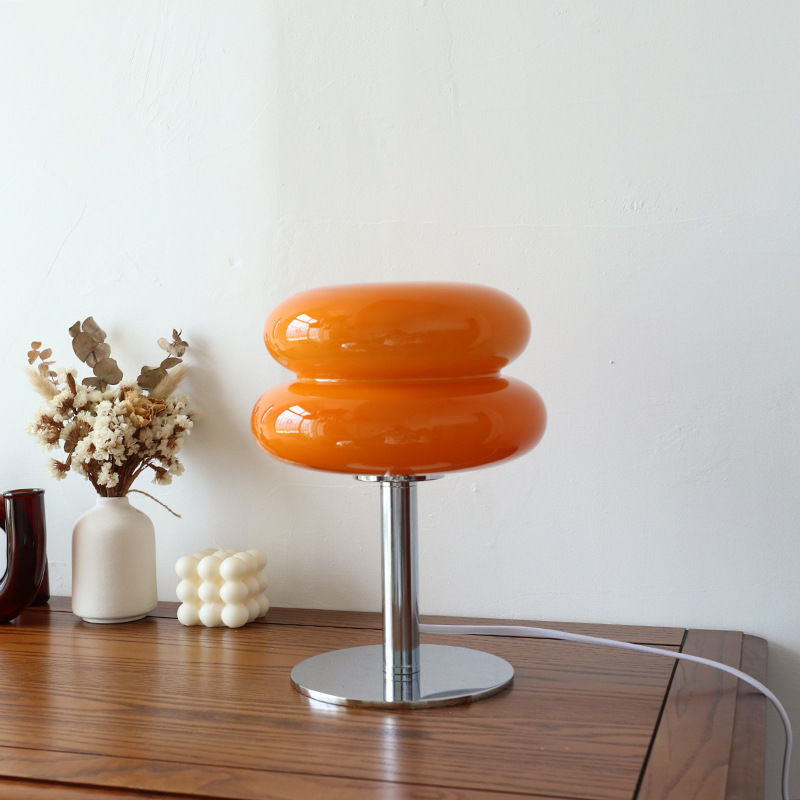 Glass Egg Table Lamp – Italian Design, Dimmable LED with Rotary Knob, Iron & Glass – for Bedroom, Living Room & Study