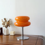 Glass Egg Table Lamp – Italian Design, Dimmable LED with Rotary Knob, Iron & Glass – for Bedroom, Living Room & Study