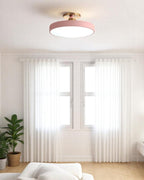 Modern Round Ceiling Light with Gold Detail & Acrylic Diffuser – Minimalist Semi-Flush for Living Room & Bedroom