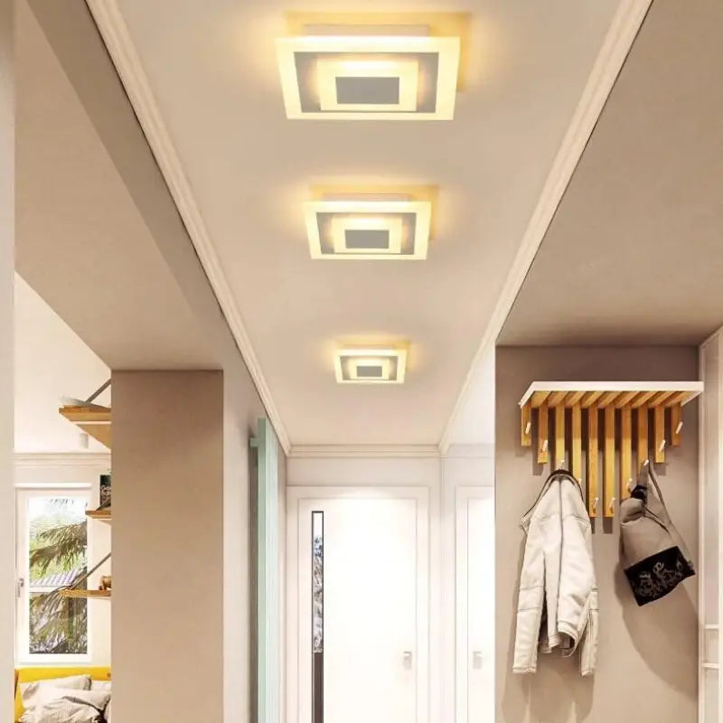 Square Modern LED Ceiling Light – Dimmable Black & White Acrylic, 20 cm