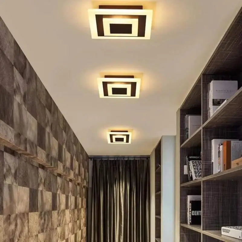 Square Modern LED Ceiling Light – Dimmable Black & White Acrylic, 20 cm