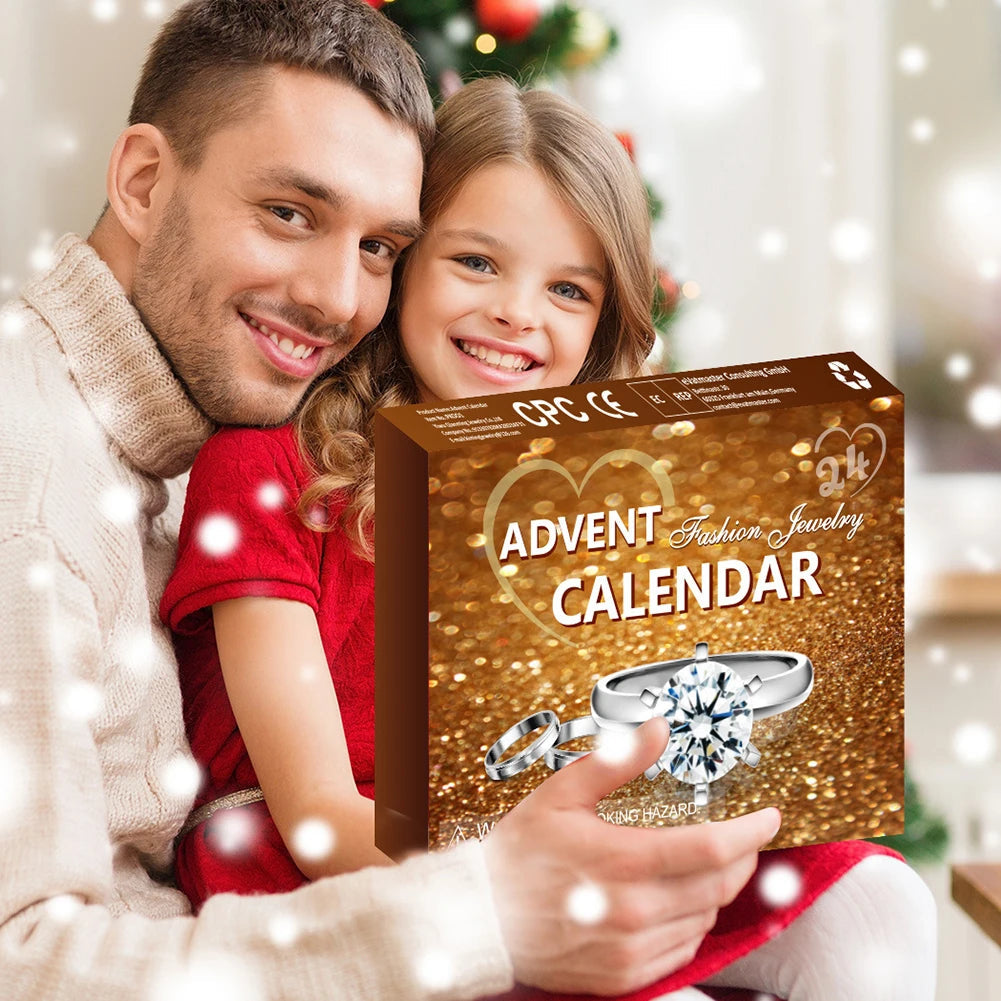 Gold-Tone Jewellery Advent Calendar with Necklaces, Rings and Earrings, Gold Box 2026