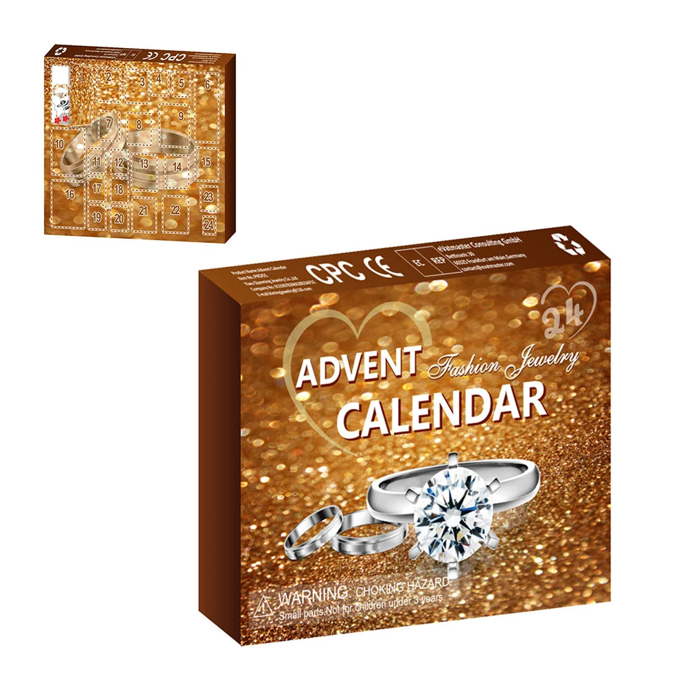 Gold-Tone Jewellery Advent Calendar with Necklaces, Rings and Earrings, Gold Box 2026
