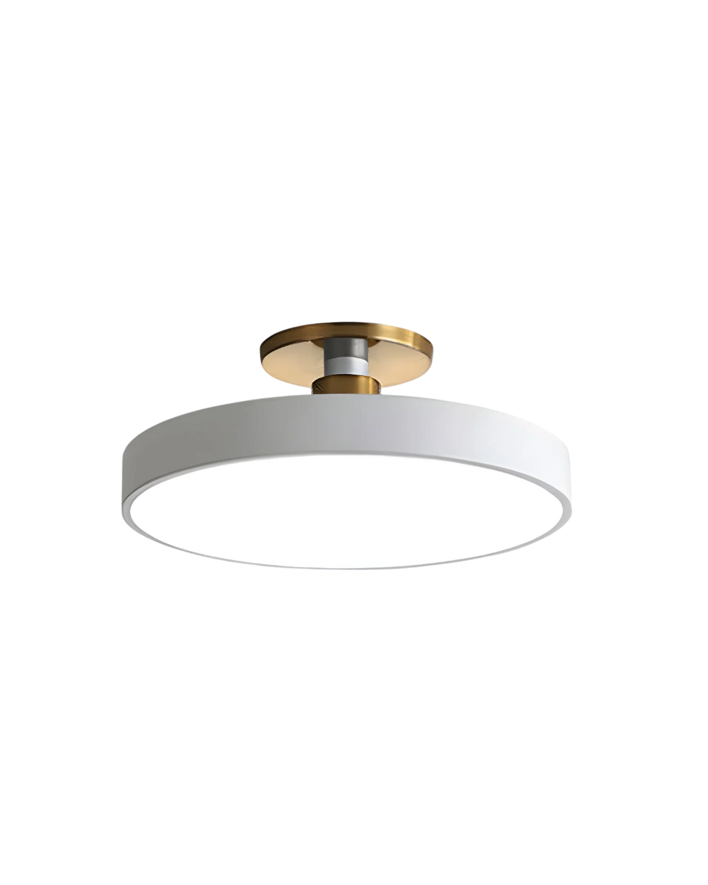 Modern Round Ceiling Light with Gold Detail & Acrylic Diffuser – Minimalist Semi-Flush for Living Room & Bedroom