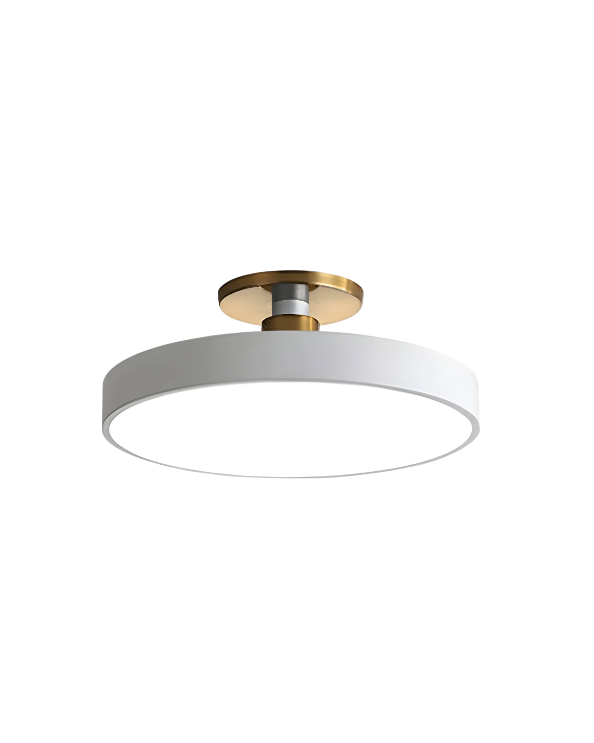 Modern Round Ceiling Light with Gold Detail & Acrylic Diffuser – Minimalist Semi-Flush for Living Room & Bedroom