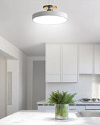 Modern Round Ceiling Light with Gold Detail & Acrylic Diffuser – Minimalist Semi-Flush for Living Room & Bedroom