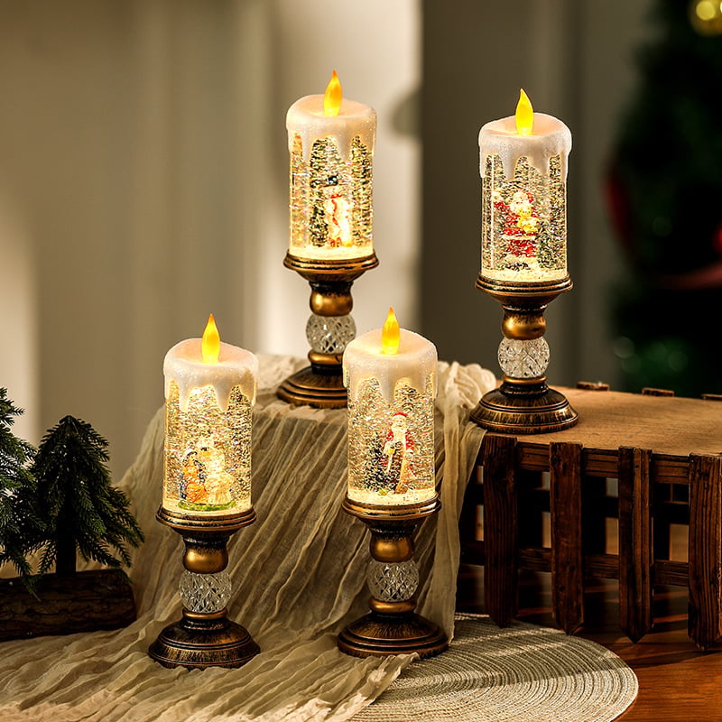 Decorative LED Christmas Candle Night Light – Warm White Table Candle for Festive Living Room Decoration