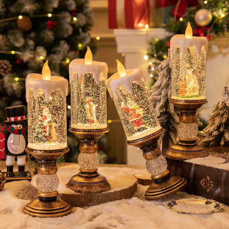 Decorative LED Christmas Candle Night Light – Warm White Table Candle for Festive Living Room Decoration