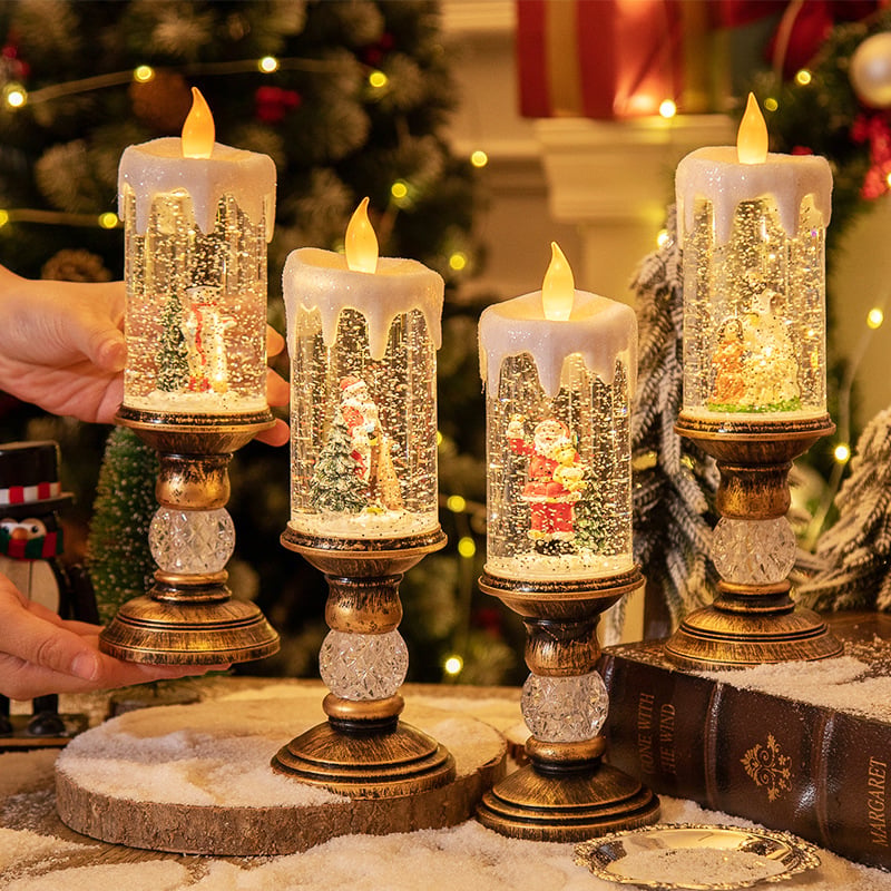 Decorative LED Christmas Candle Night Light – Warm White Table Candle for Festive Living Room Decoration