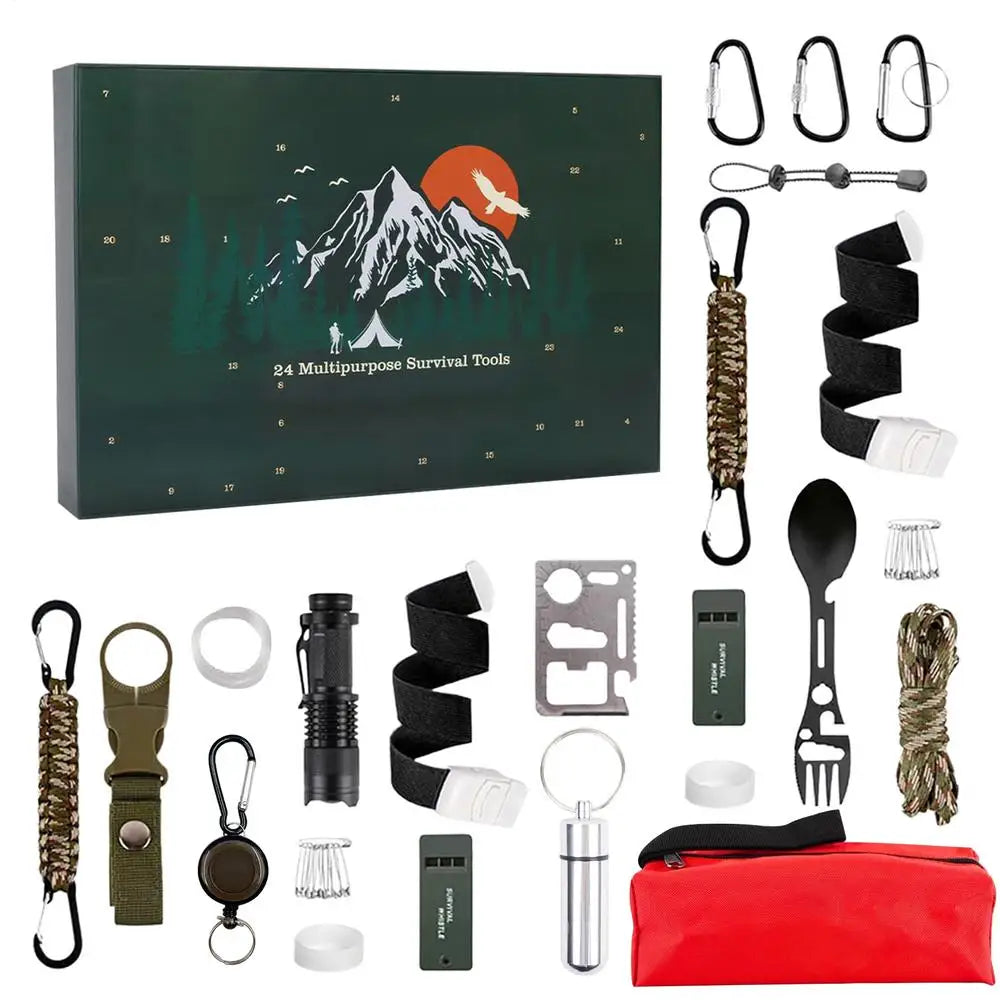 Survival Advent Calendar with 24 Outdoor Tools, Paracord and Fire Starter 2026